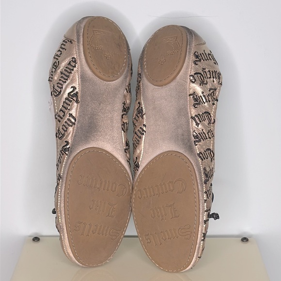 Juicy couture gold ballet flats w black juicy writing - Picture 7 of 10